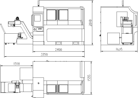 雙面數(shù)控車床 Kel-YM-32 機床外形尺寸圖